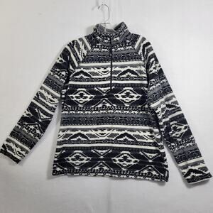 Eddie Bauer Women's Black/White & Gray 1/2 Zip Fleece Pullover 81225-1187